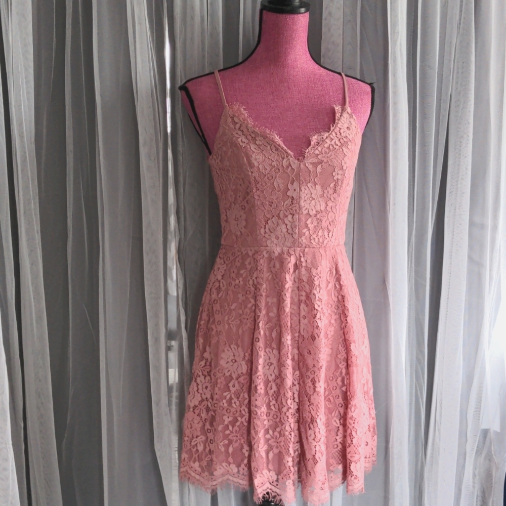 Rose Lace Dress Sz M Trixxi Strappy Open Back Bridesmaid Dressy